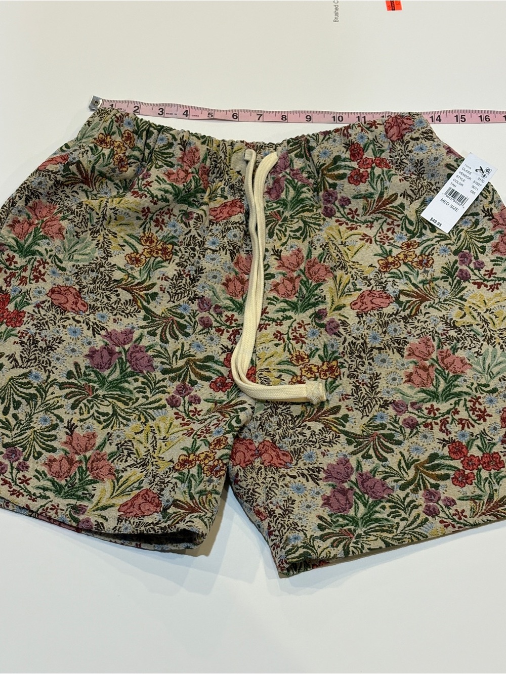 PacSun Purple, Green and Teal Floral Jacquard Shorts with Multicolor Waistband - Picture 8 of 9